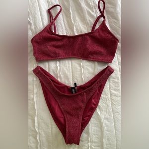 Sparkly raspberry colored Mica style Triangl bikini! It has been worn once!